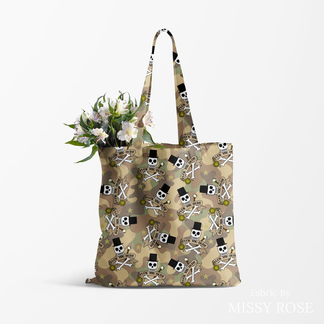Profanity Fabric 459 made up as a tote bag - see how the print looks made up | Fabric by Missy Rose