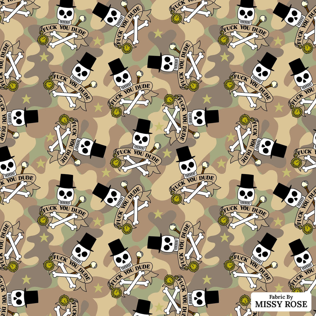 Profanity Fabric 459 - flat view of the print, zoom in for detail | Fabric by Missy Rose
