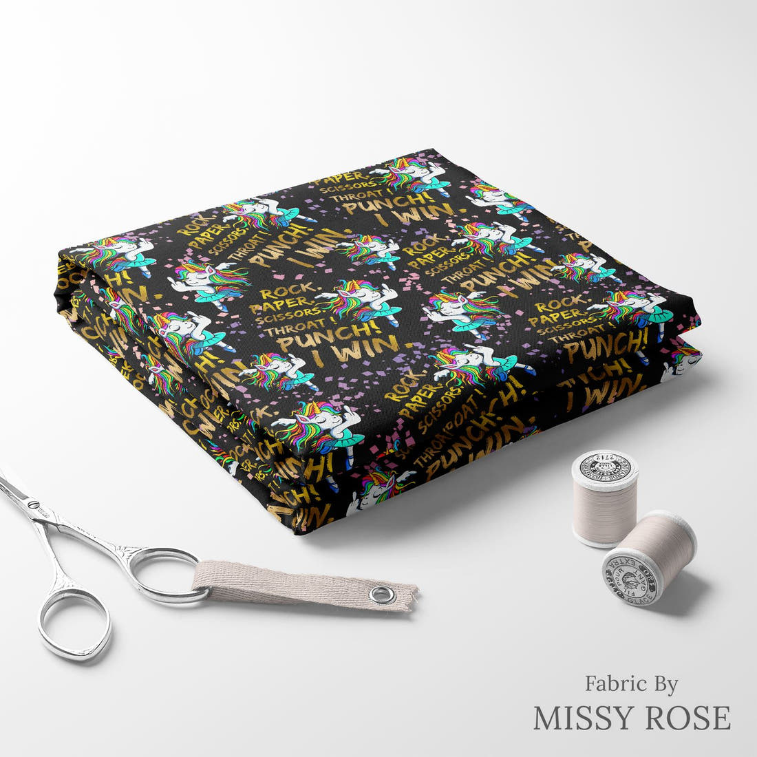 Profanity Fabric 46 folded fabric stack with matching thread - pre-order fabric Australia | Fabric by Missy Rose