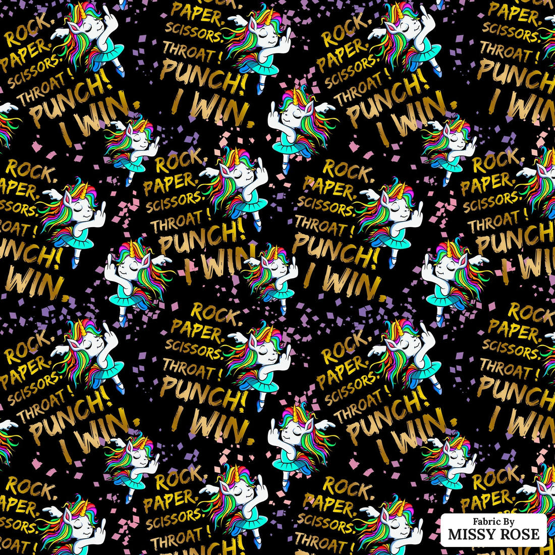 Profanity Fabric 46 - flat view of the print, zoom in for detail | Fabric by Missy Rose
