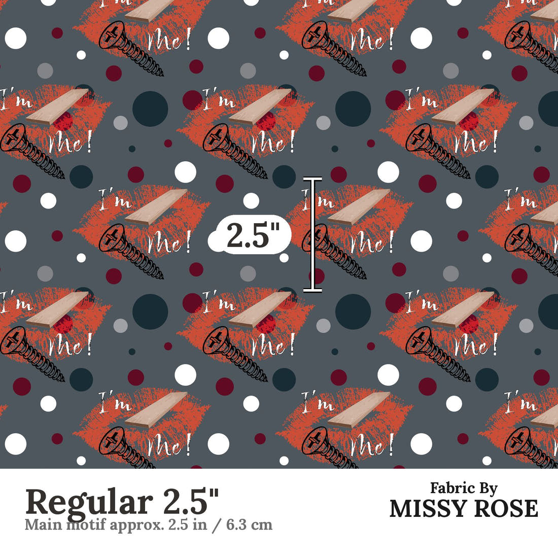 Profanity Fabric 461 Regular 2.5 inch print scale guide | Fabric by Missy Rose
