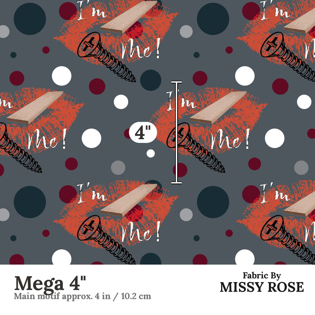 Profanity Fabric 461 Mega 4 inch print scale guide | Fabric by Missy Rose