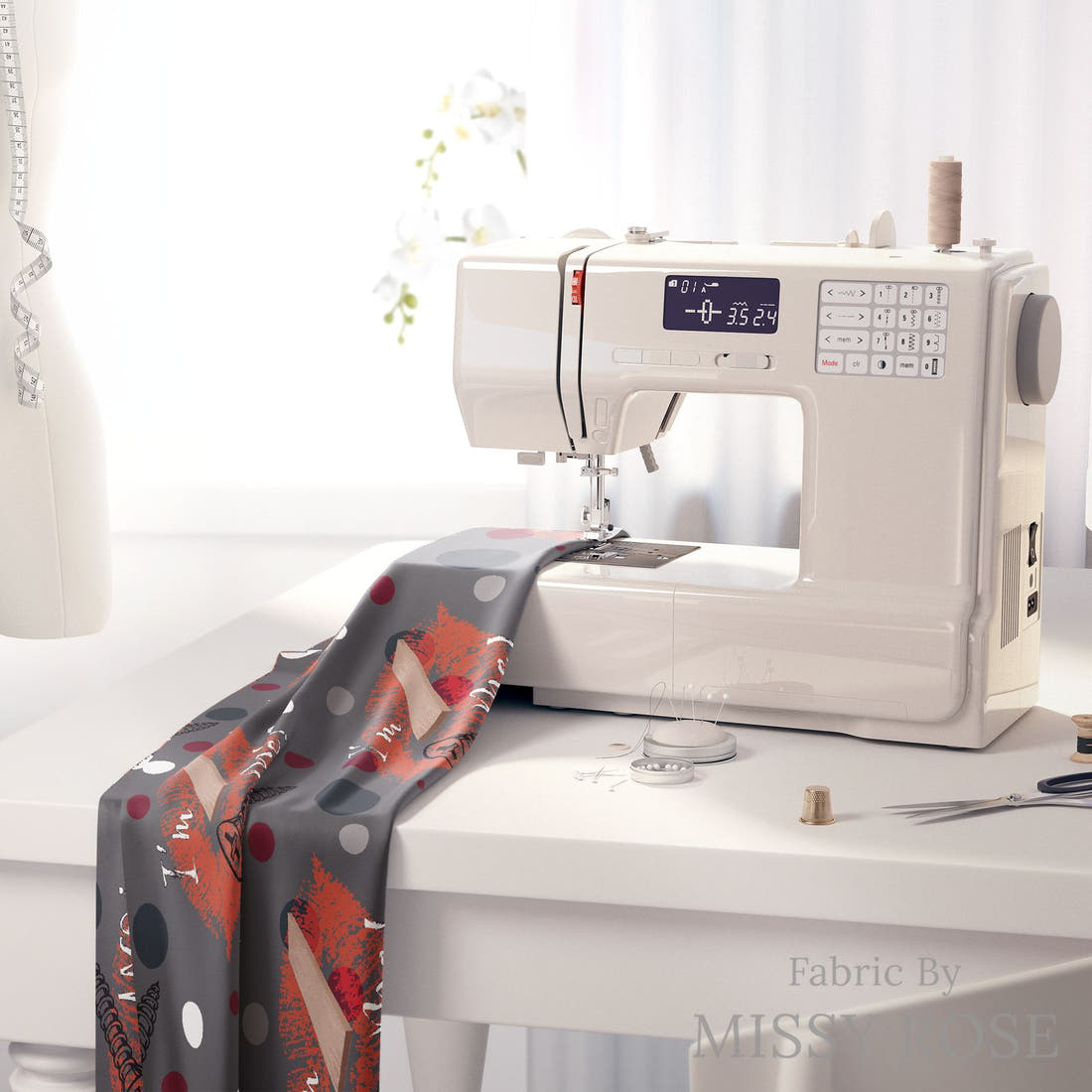 Profanity Fabric 461 on a sewing machine - premium fabric for sewing projects | Fabric by Missy Rose