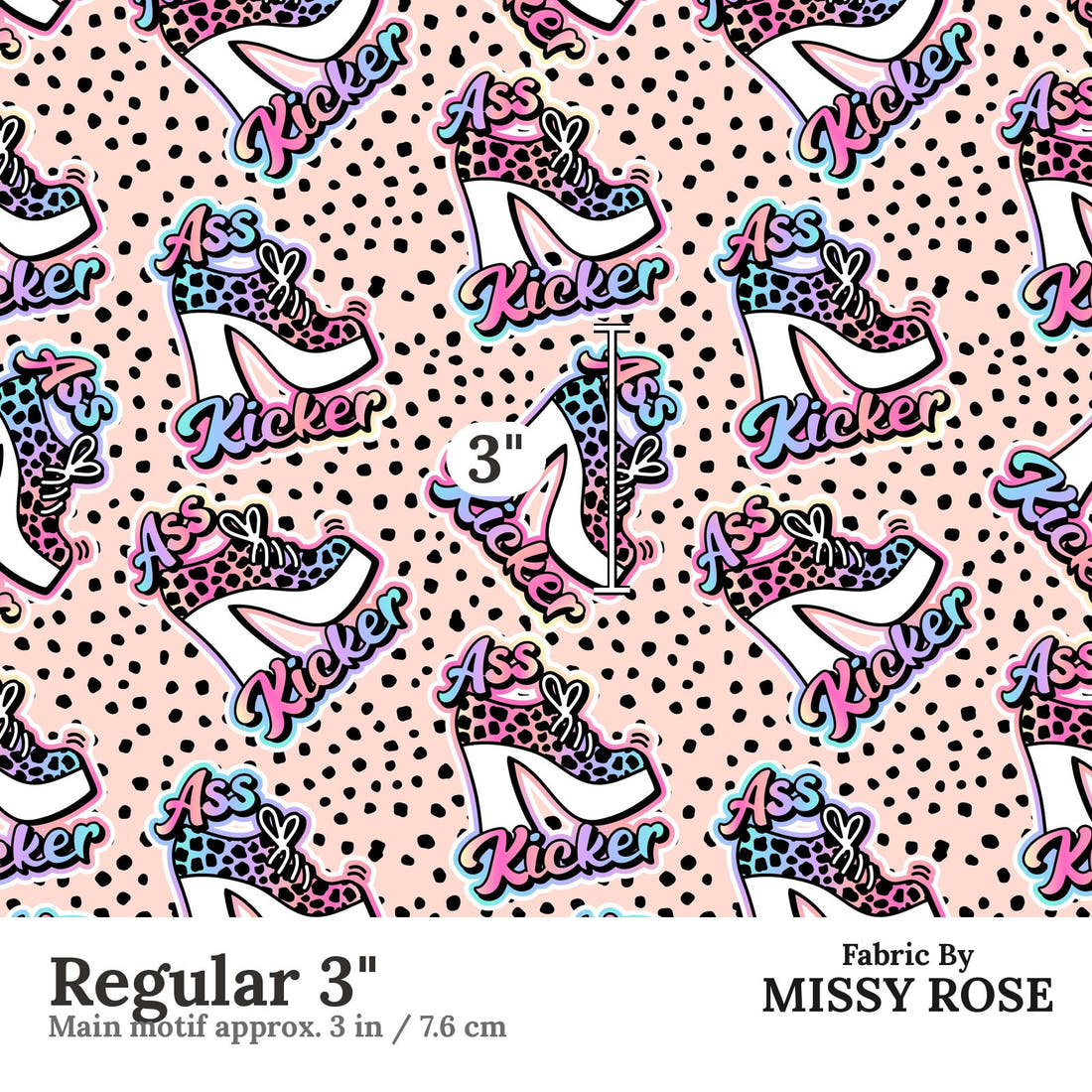 Profanity Fabric 462 Regular 3 inch print scale guide | Fabric by Missy Rose