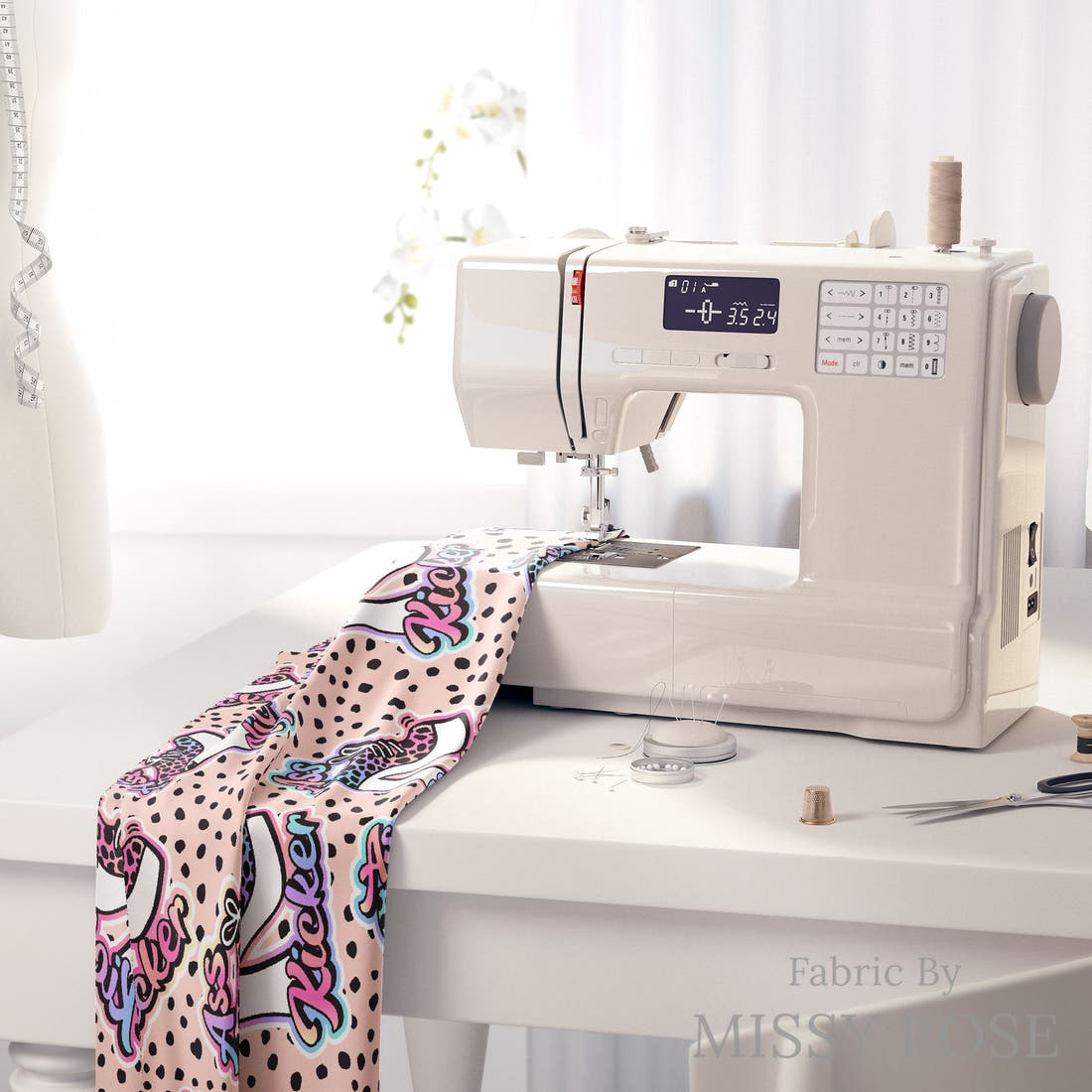 Profanity Fabric 462 on a sewing machine - premium fabric for sewing projects | Fabric by Missy Rose