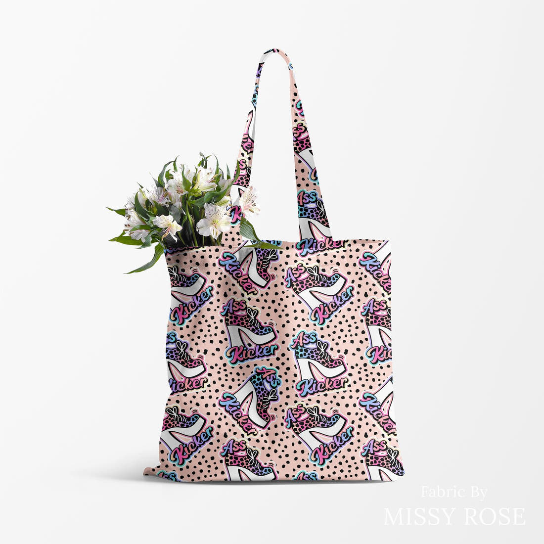 Profanity Fabric 462 made up as a tote bag - see how the print looks made up | Fabric by Missy Rose
