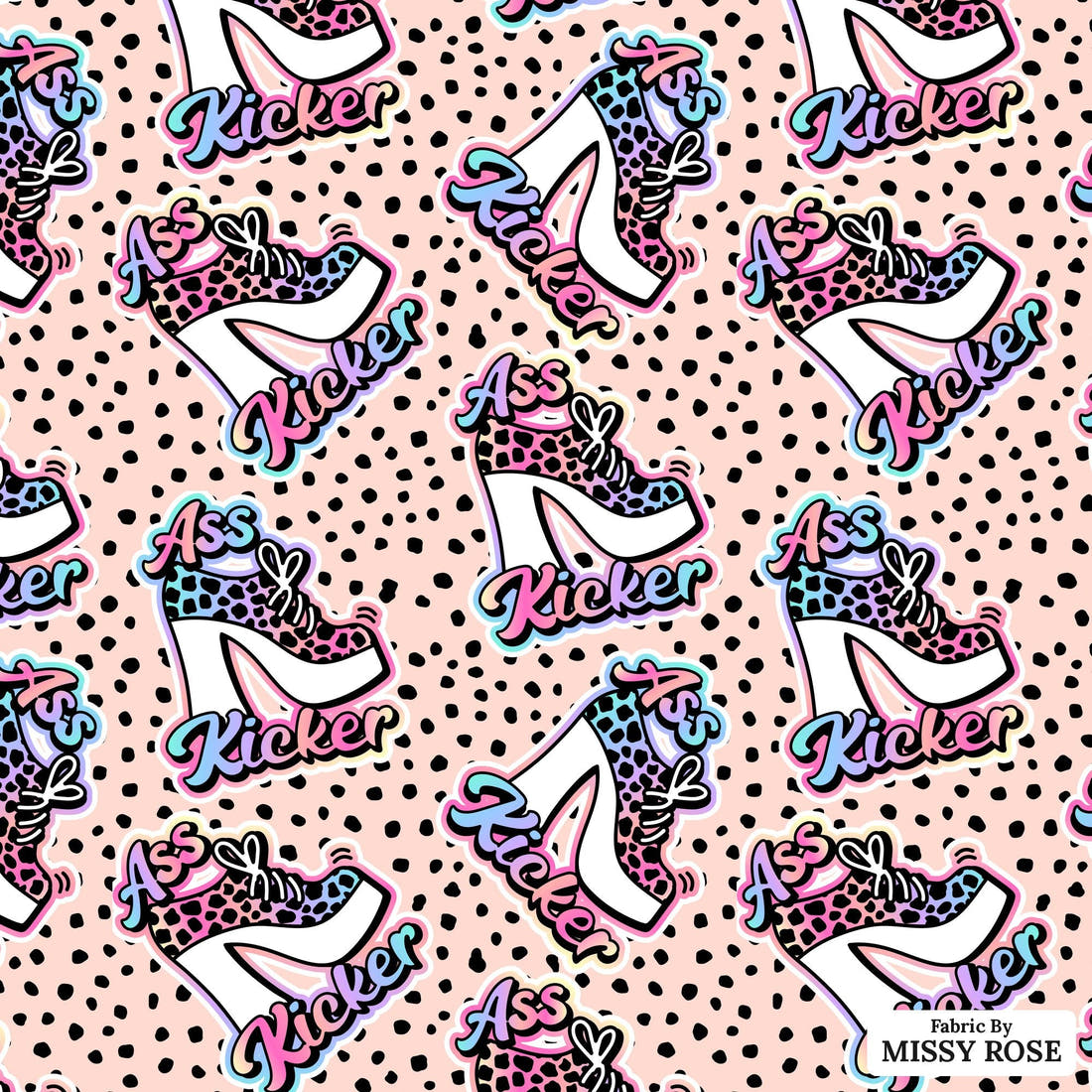 Profanity Fabric 462 - flat view of the print, zoom in for detail | Fabric by Missy Rose