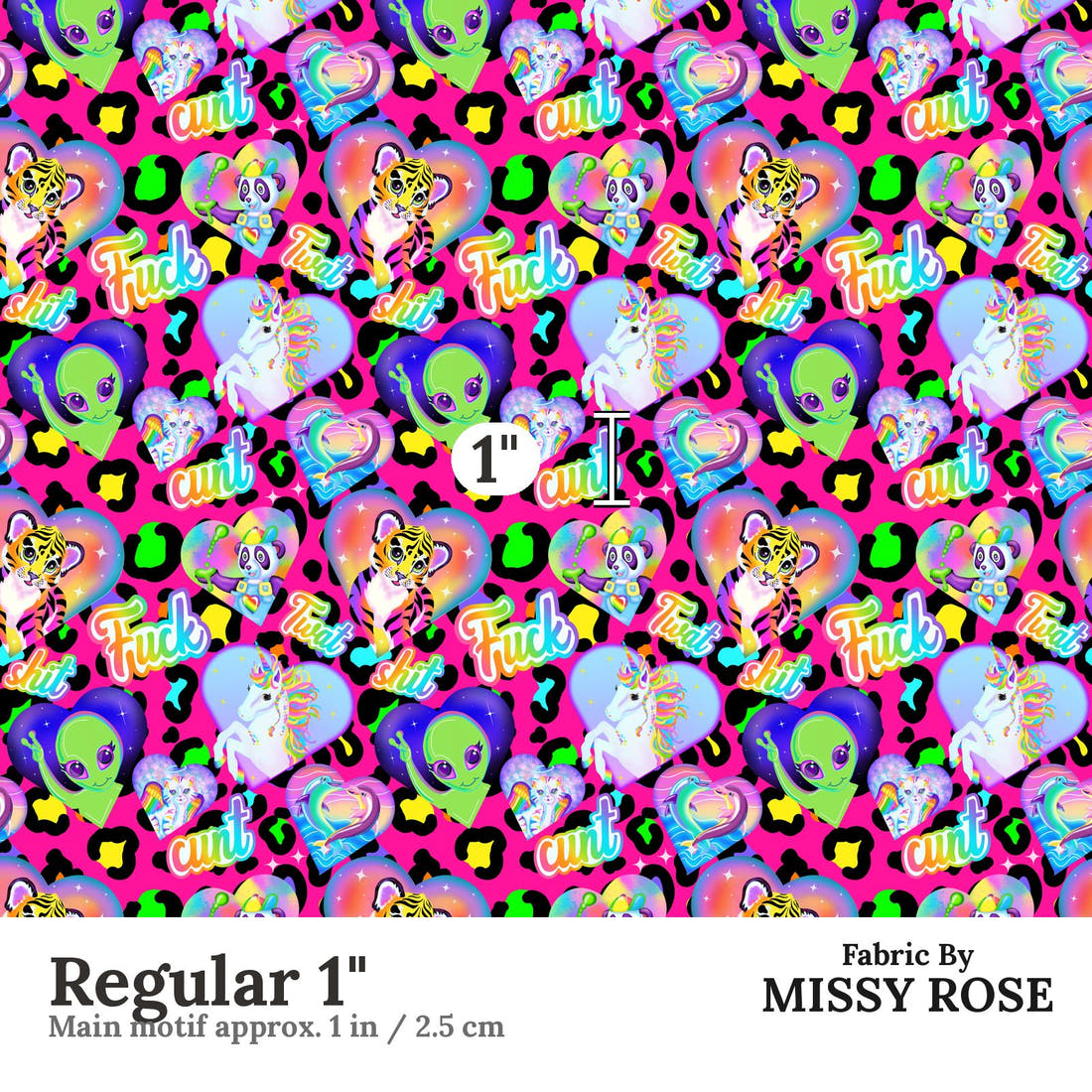 Profanity Fabric 463 Regular 1 inch print scale guide | Fabric by Missy Rose