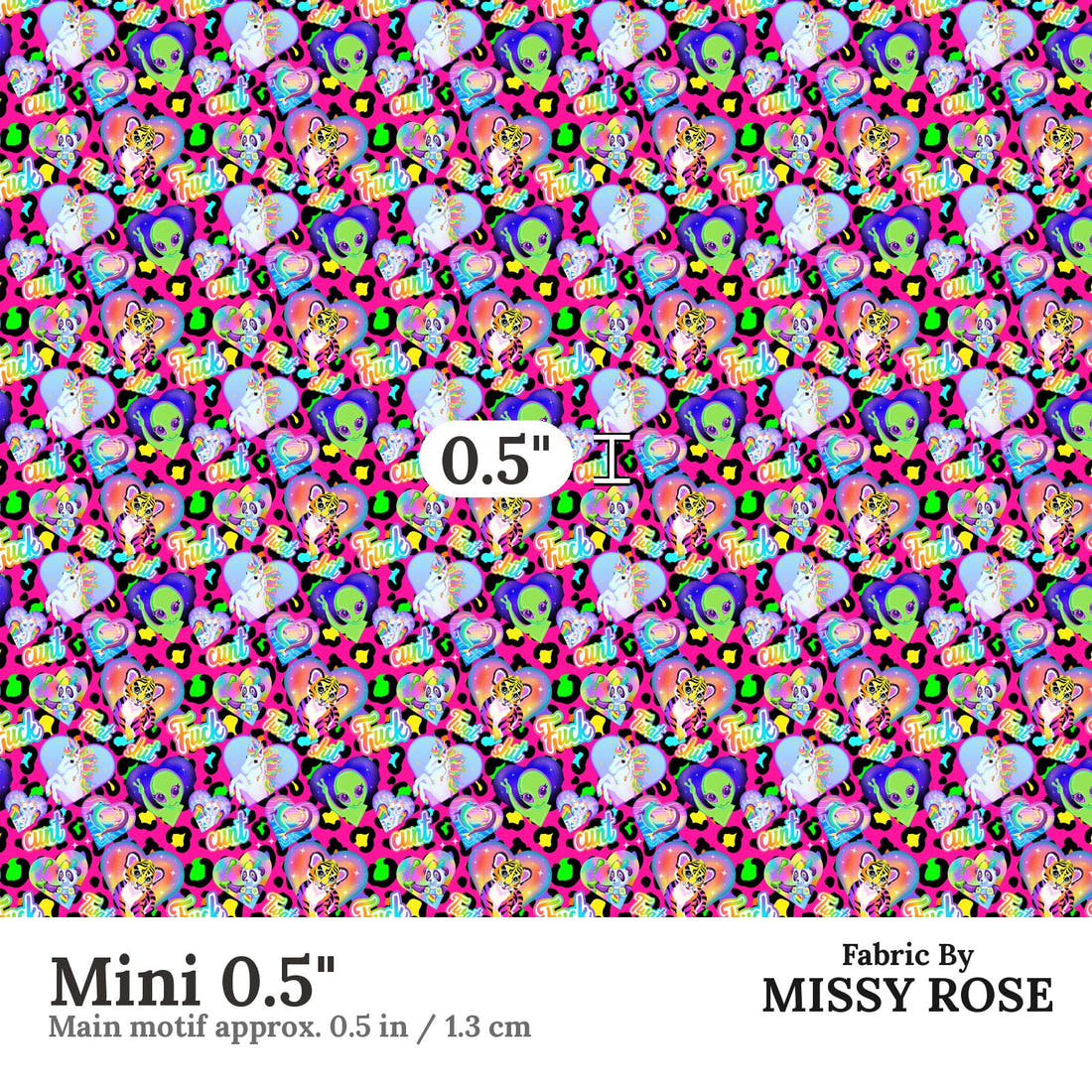 Profanity Fabric 463 Mini 0.5 inch print scale guide | Fabric by Missy Rose