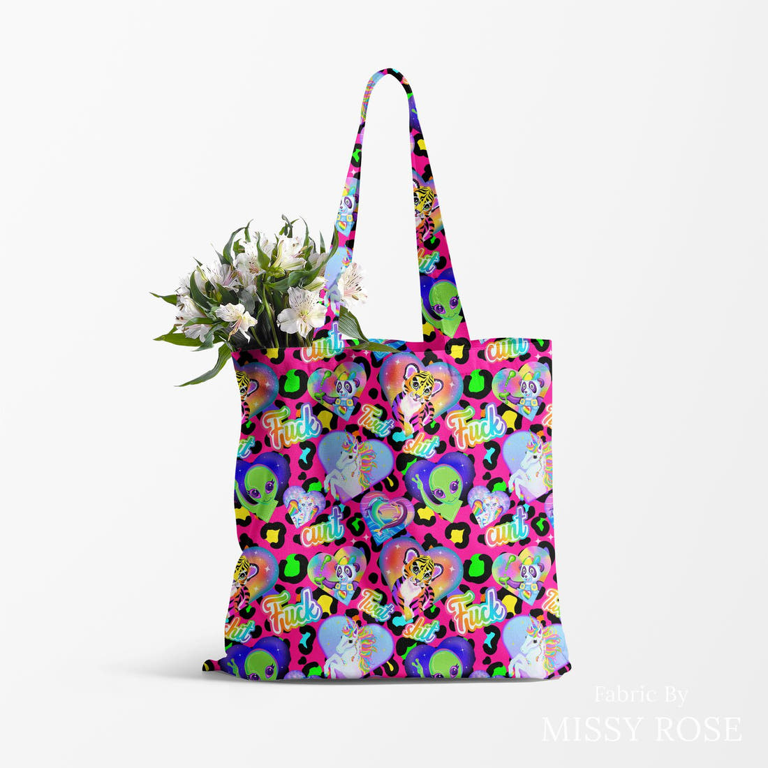 Profanity Fabric 463 made up as a tote bag - see how the print looks made up | Fabric by Missy Rose