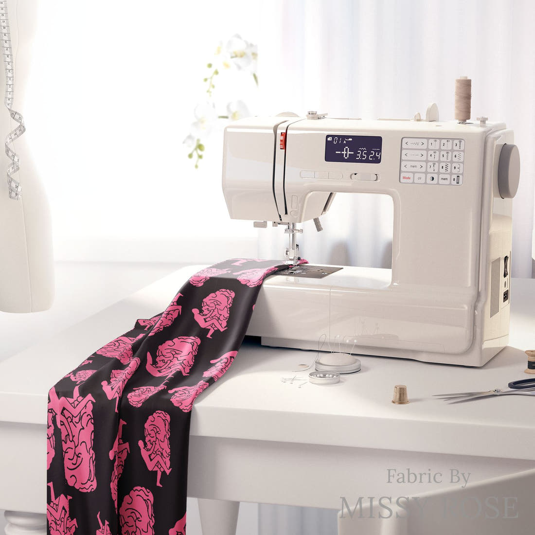 Profanity Fabric 464 on a sewing machine - premium fabric for sewing projects | Fabric by Missy Rose