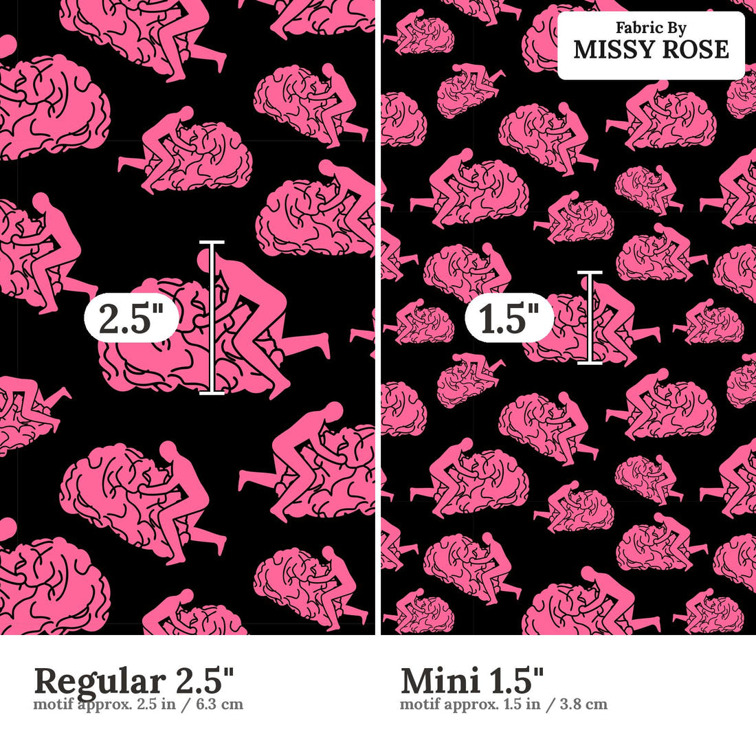 Profanity Fabric 464 Regular 2.5 inch vs Mini 1.5 inch print scale side by side | Fabric by Missy Rose
