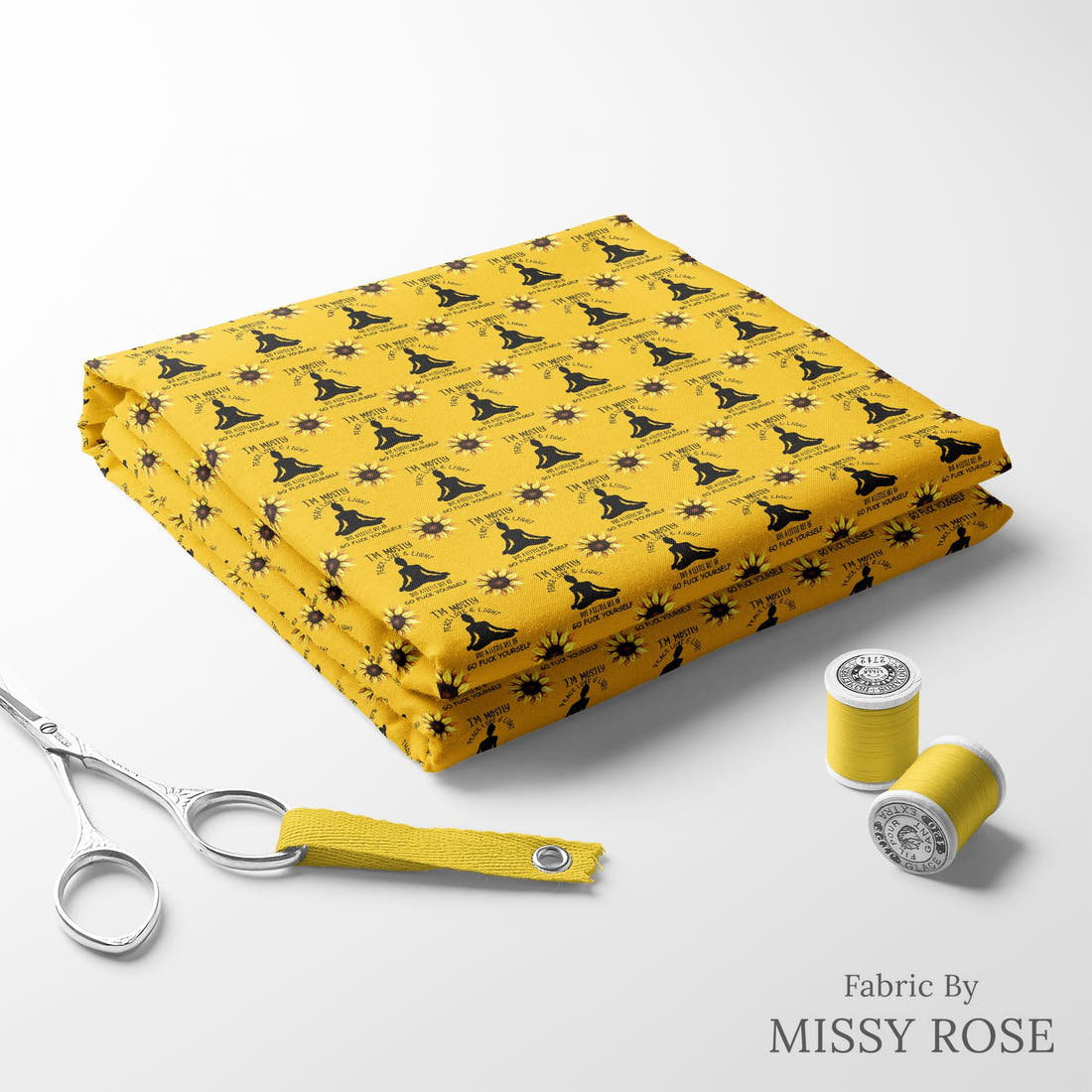 Profanity Fabric 465 folded fabric stack with matching thread - pre-order fabric Australia | Fabric by Missy Rose