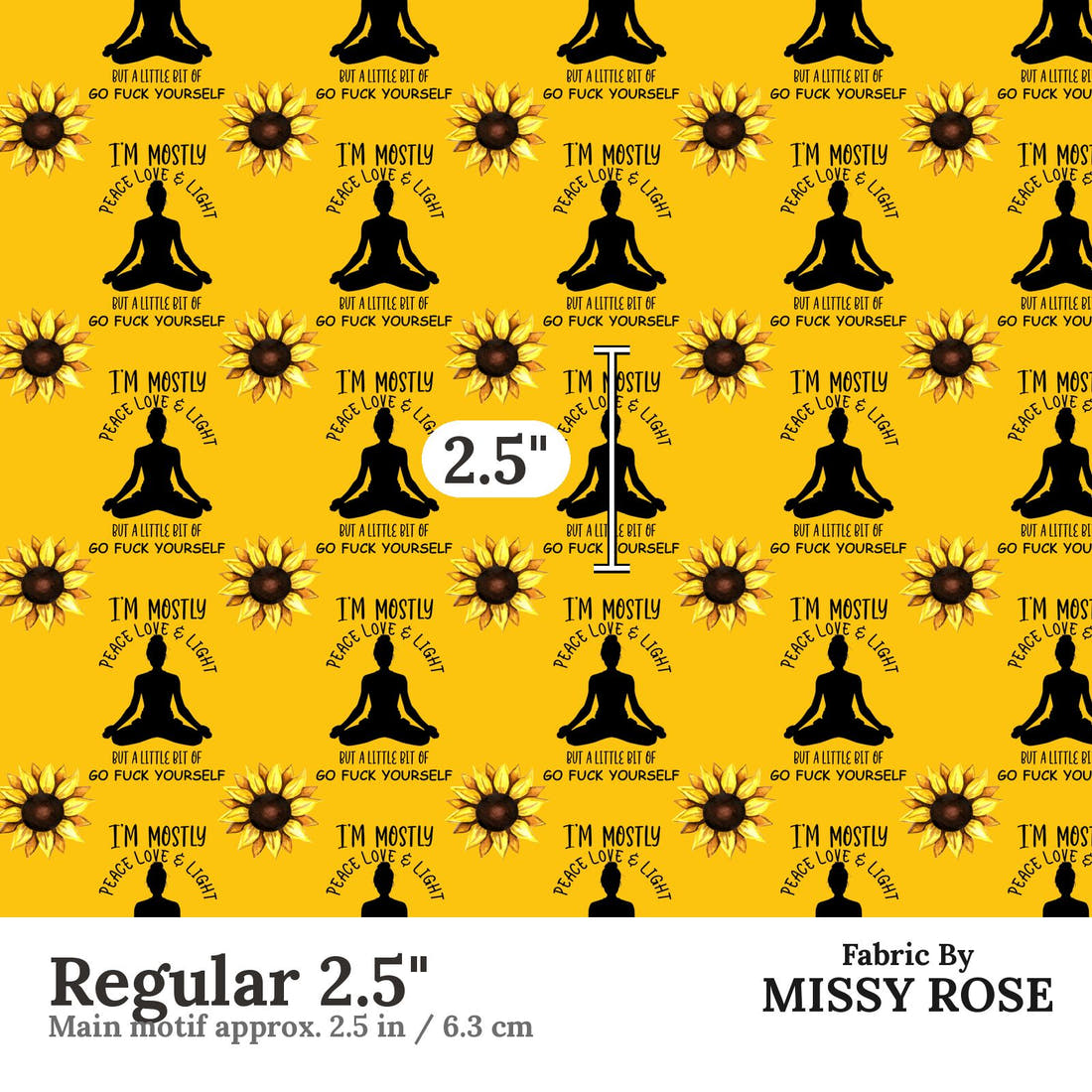 Profanity Fabric 465 Regular 2.5 inch print scale guide | Fabric by Missy Rose