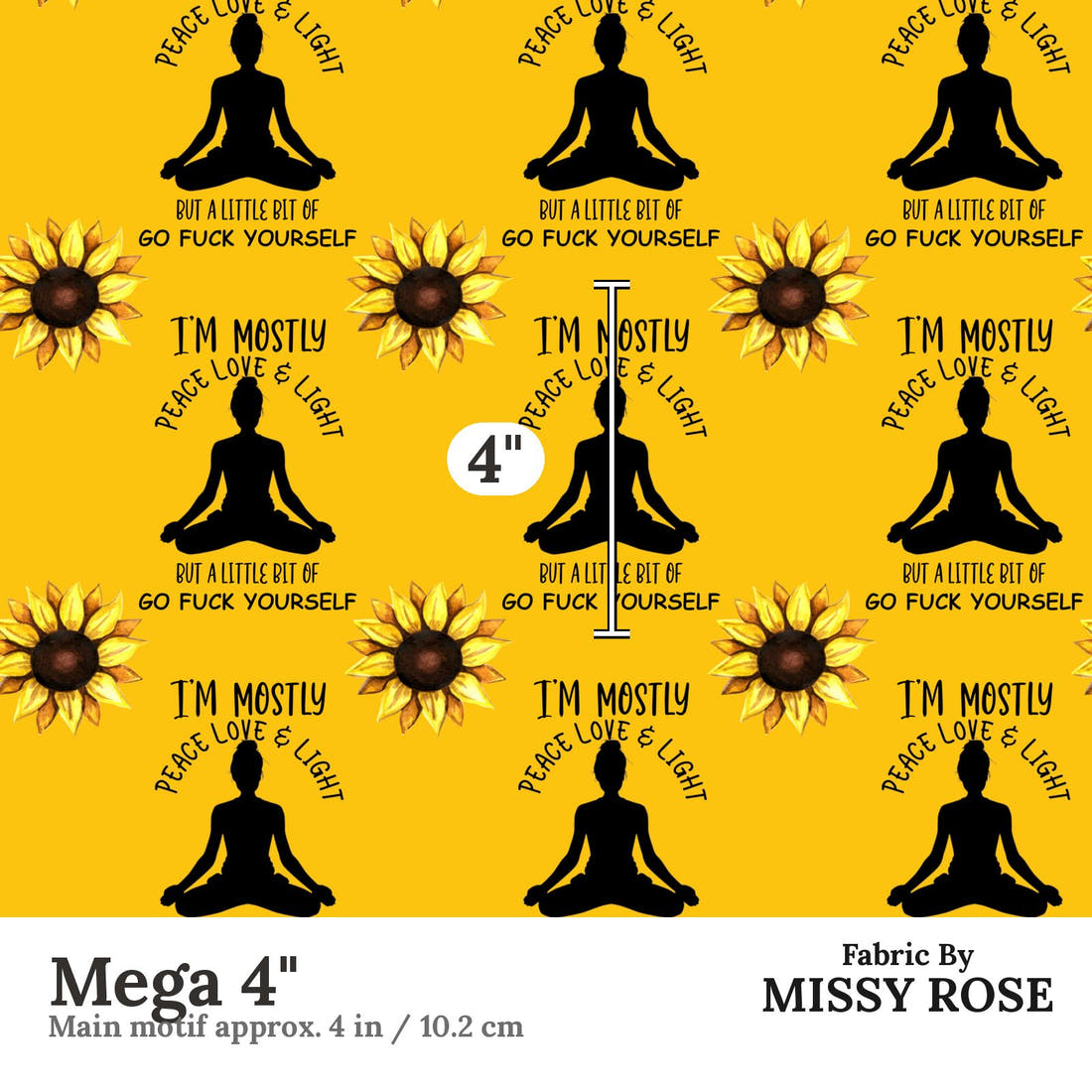 Profanity Fabric 465 Mega 4 inch print scale guide | Fabric by Missy Rose