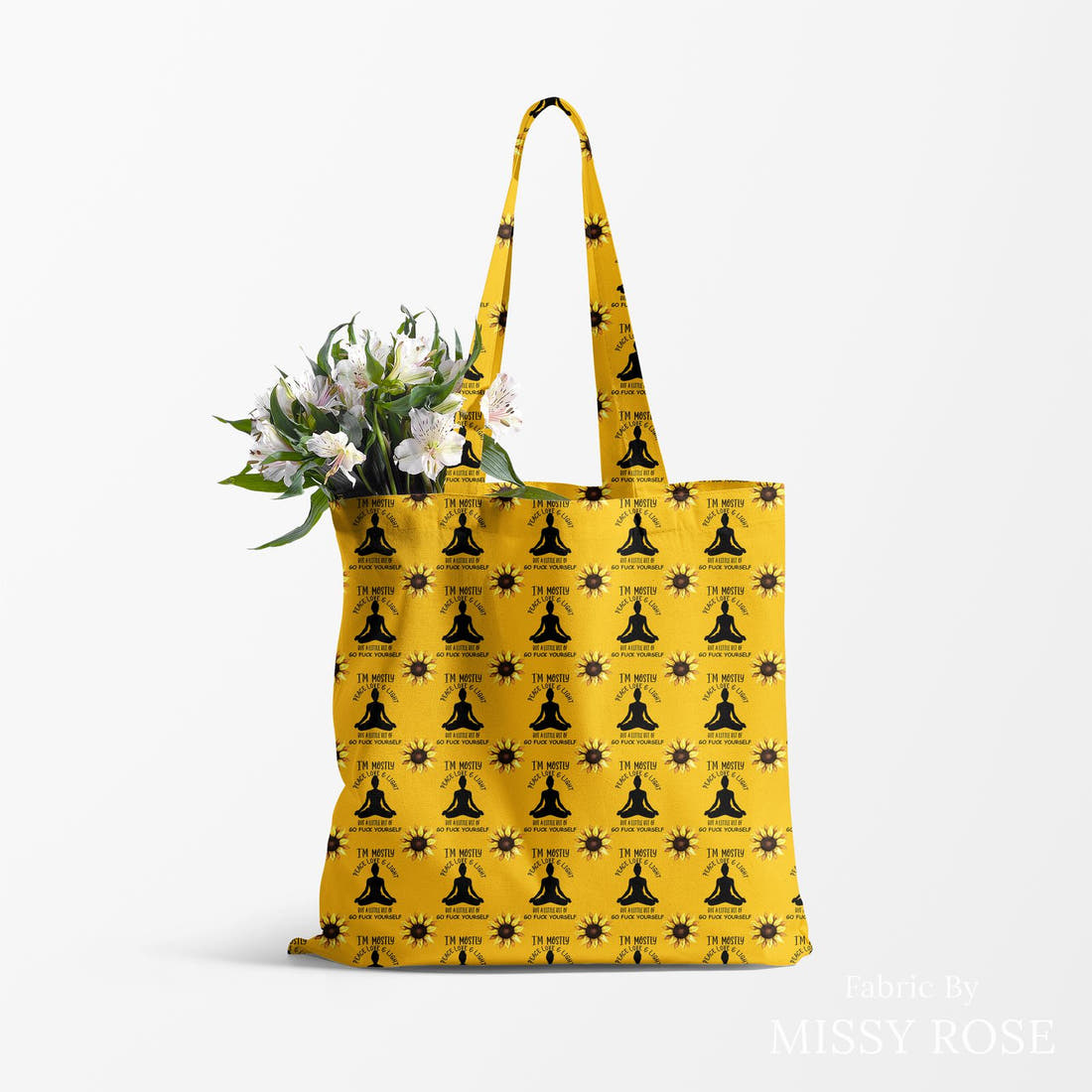 Profanity Fabric 465 made up as a tote bag - see how the print looks made up | Fabric by Missy Rose