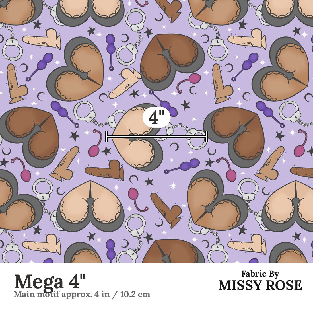 Profanity Fabric 466 Mega 4 inch print scale guide | Fabric by Missy Rose