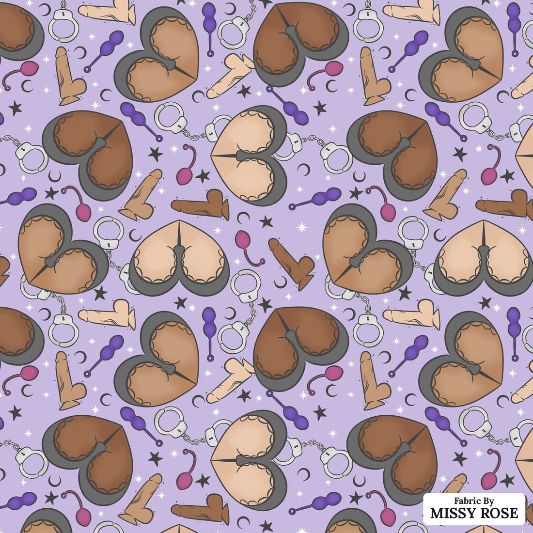 Profanity Fabric 466 - flat view of the print, zoom in for detail | Fabric by Missy Rose