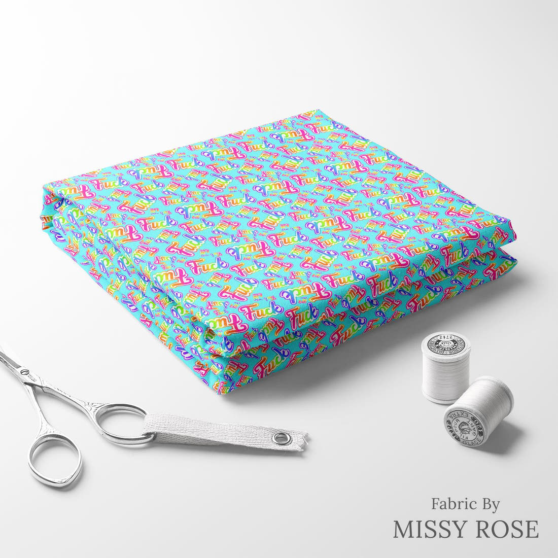 Profanity Fabric 467 folded fabric stack with matching thread - pre-order fabric Australia | Fabric by Missy Rose
