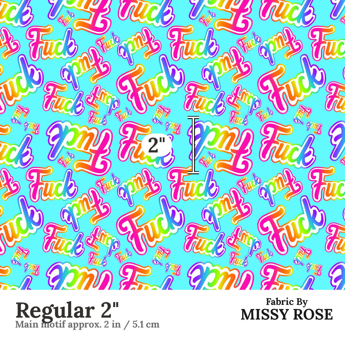 Profanity Fabric 467 Regular 2 inch print scale guide | Fabric by Missy Rose
