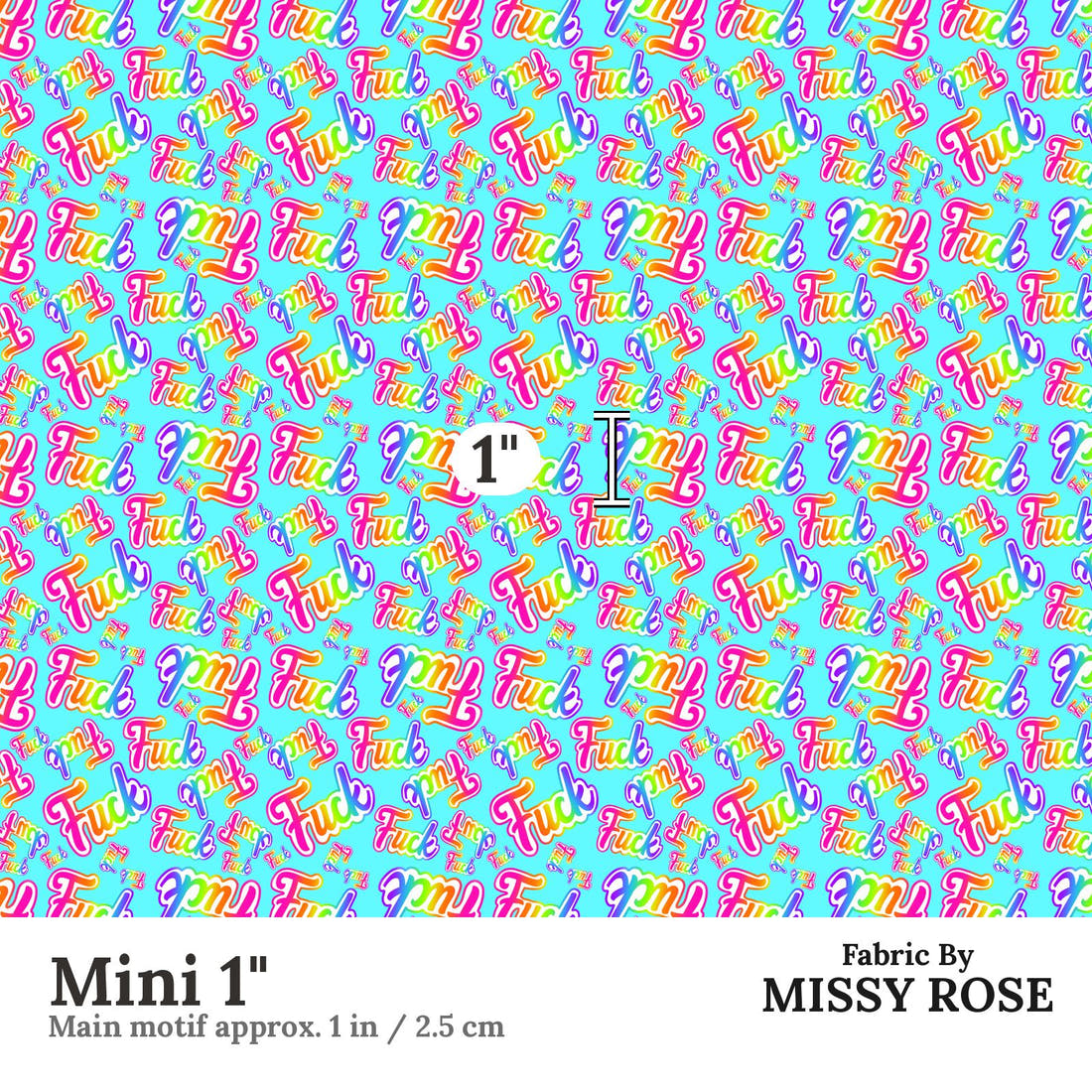 Profanity Fabric 467 Mini 1 inch print scale guide | Fabric by Missy Rose