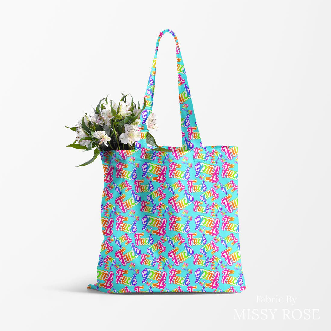 Profanity Fabric 467 made up as a tote bag - see how the print looks made up | Fabric by Missy Rose