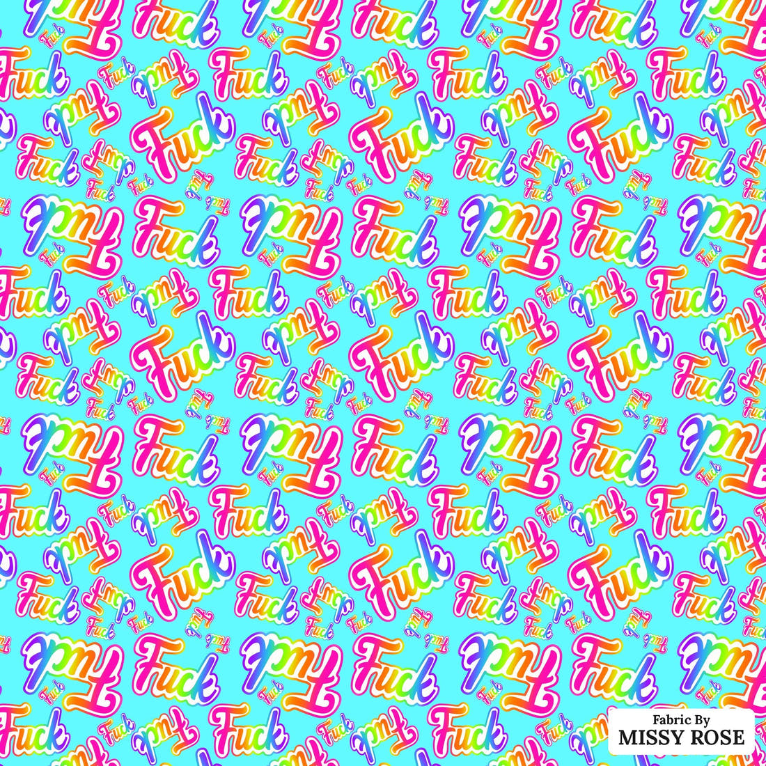 Profanity Fabric 467 - flat view of the print, zoom in for detail | Fabric by Missy Rose