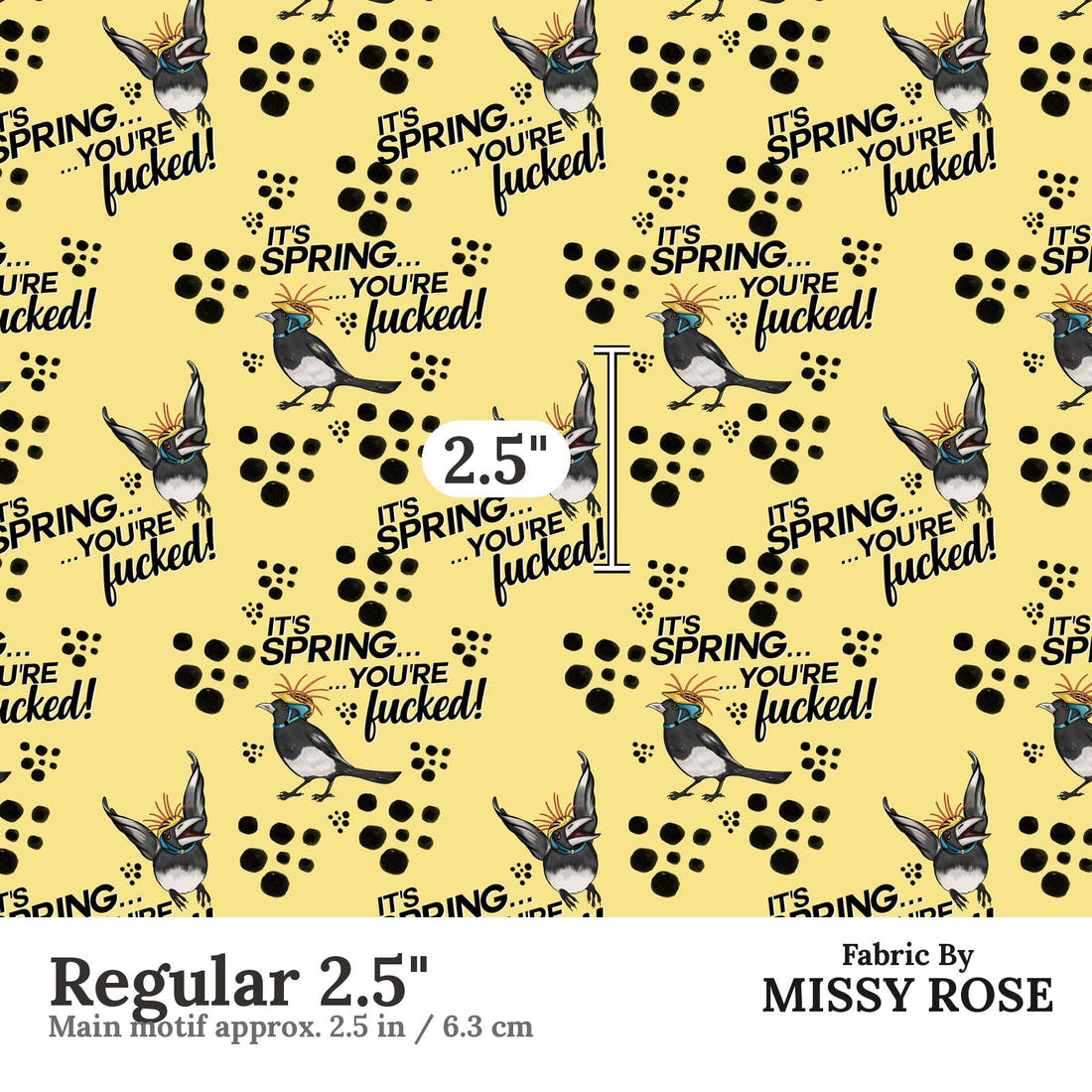 Profanity Fabric 468 Regular 2.5 inch print scale guide | Fabric by Missy Rose