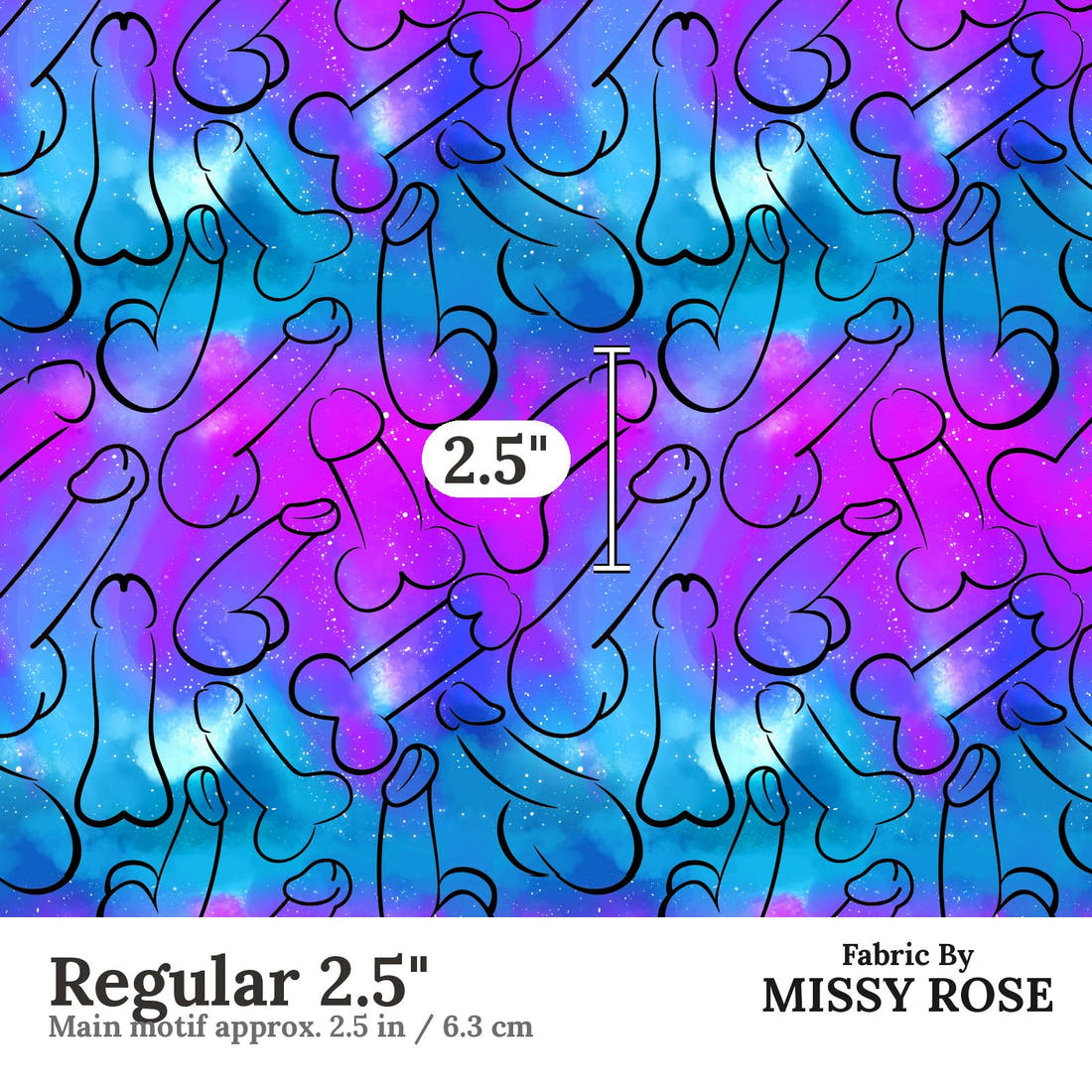 Profanity Fabric 469 Regular 2.5 inch print scale guide | Fabric by Missy Rose
