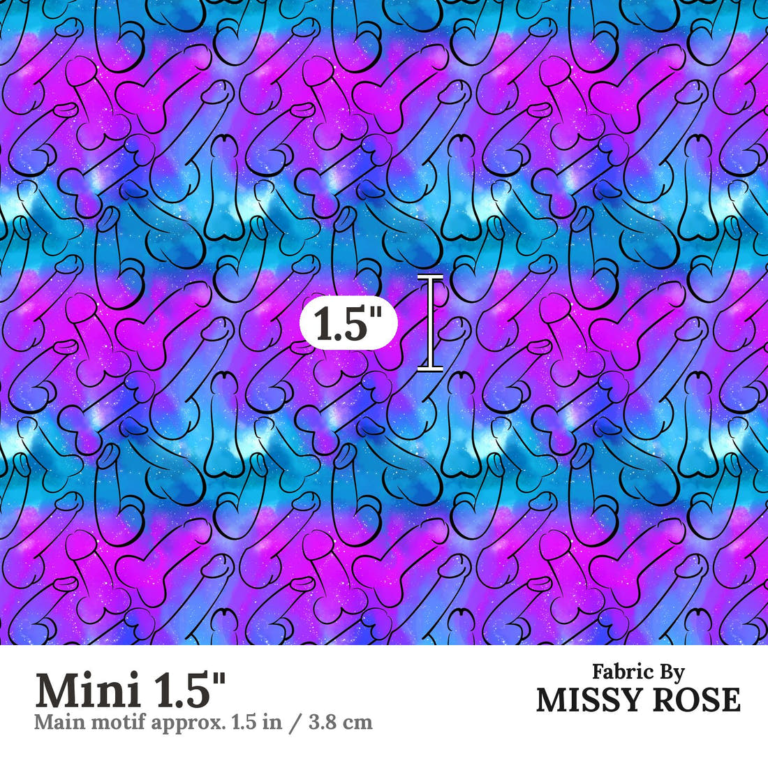 Profanity Fabric 469 Mini 1.5 inch print scale guide | Fabric by Missy Rose