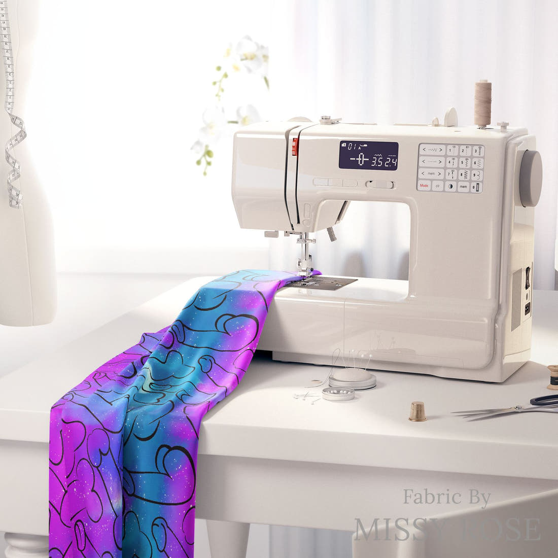 Profanity Fabric 469 on a sewing machine - premium fabric for sewing projects | Fabric by Missy Rose