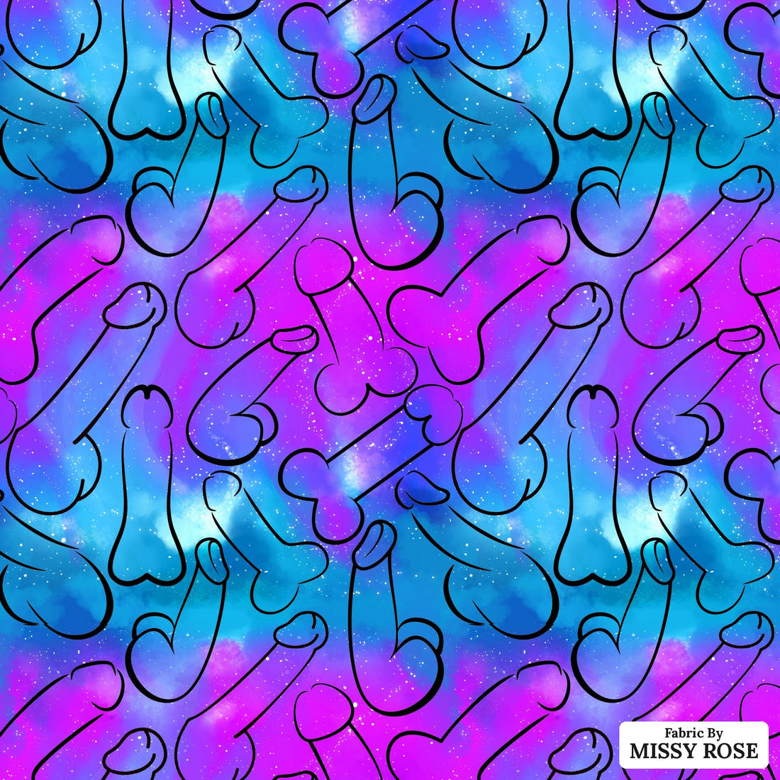 Profanity Fabric 469 - flat view of the print, zoom in for detail | Fabric by Missy Rose