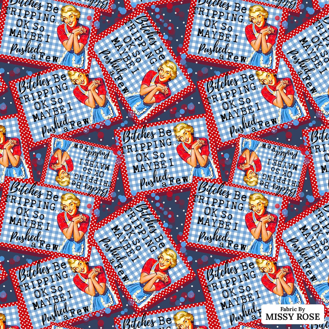 Profanity Fabric 47 - flat view of the print, zoom in for detail | Fabric by Missy Rose