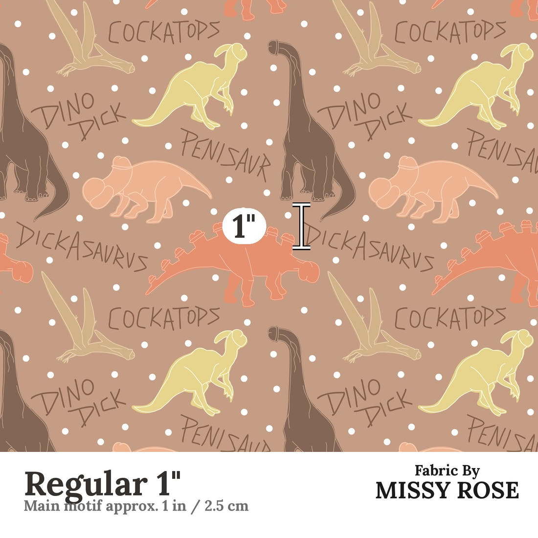Profanity Fabric 471 Regular 1 inch print scale guide | Fabric by Missy Rose