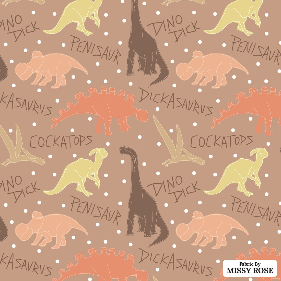 Profanity Fabric 471 - flat view of the print, zoom in for detail | Fabric by Missy Rose