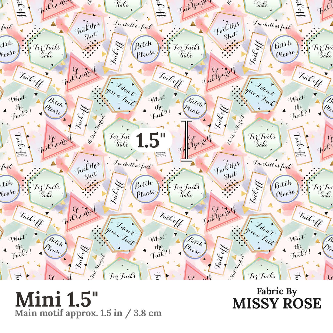 Profanity Fabric 472 Mini 1.5 inch print scale guide | Fabric by Missy Rose