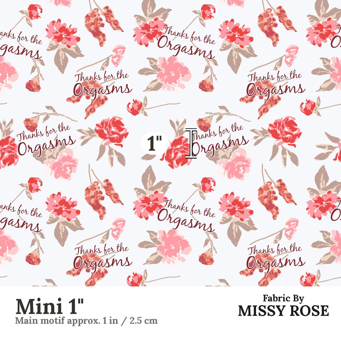 Profanity Fabric 473 Mini 1 inch print scale guide | Fabric by Missy Rose