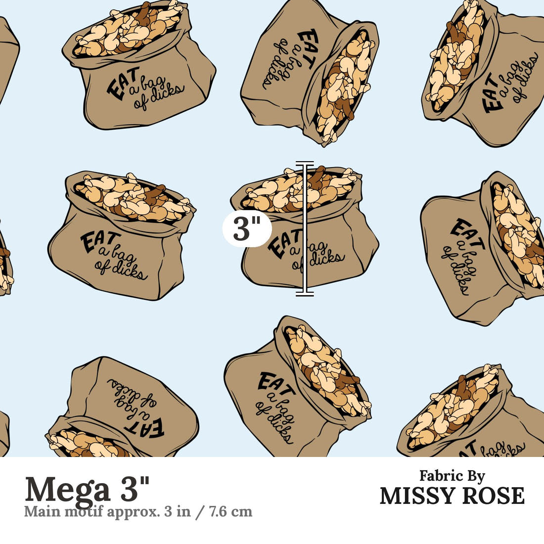 Profanity Fabric 474 Mega 3 inch print scale guide | Fabric by Missy Rose