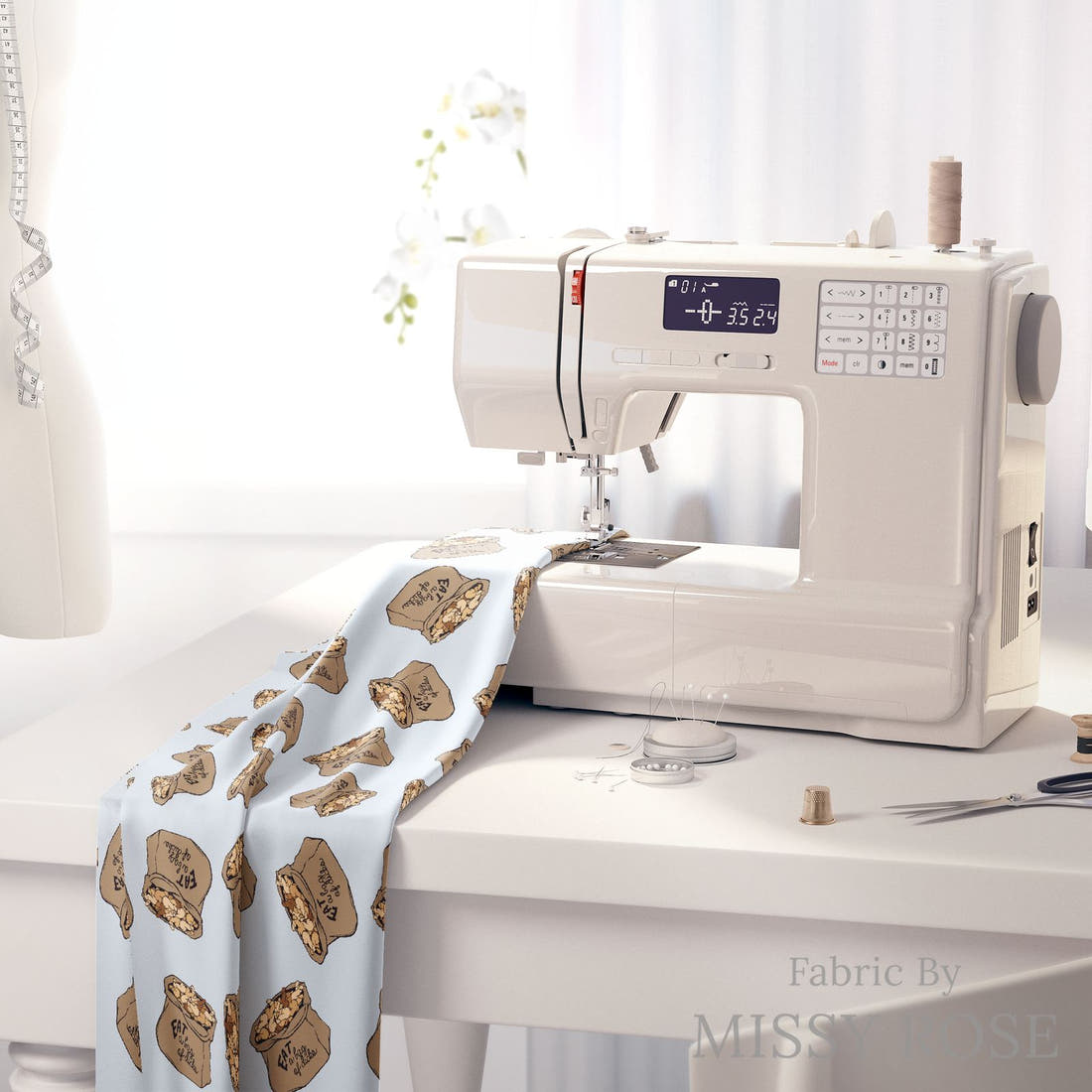Profanity Fabric 474 on a sewing machine - premium fabric for sewing projects | Fabric by Missy Rose