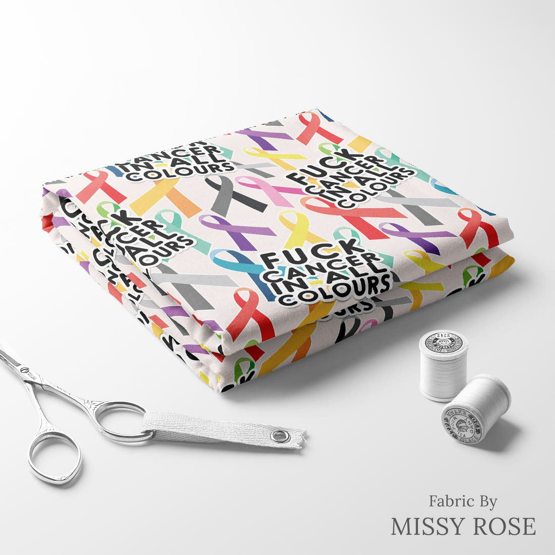 Profanity Fabric 476 folded fabric stack with matching thread - pre-order fabric Australia | Fabric by Missy Rose