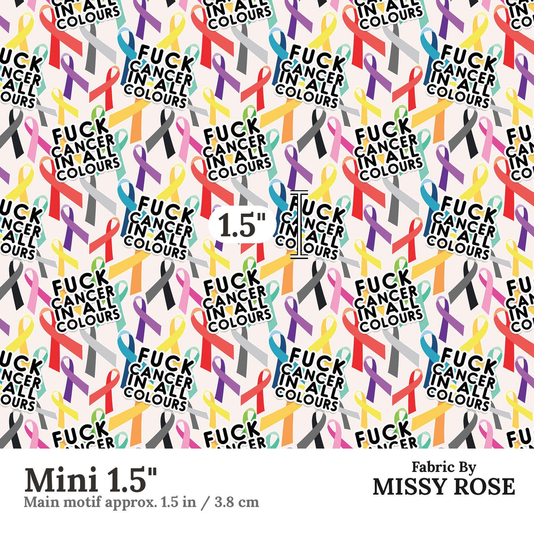 Profanity Fabric 476 Mini 1.5 inch print scale guide | Fabric by Missy Rose