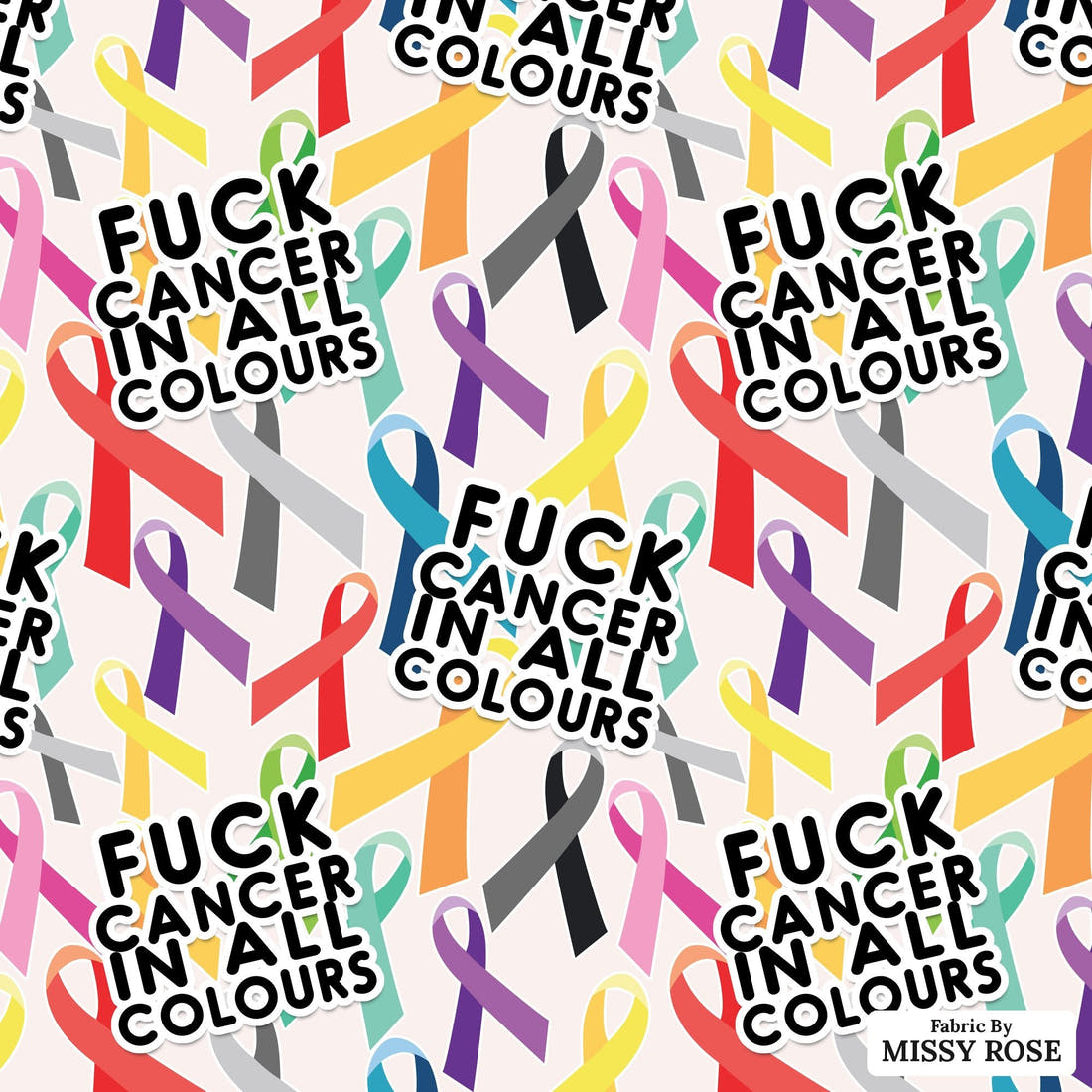 Profanity Fabric 476 - flat view of the print, zoom in for detail | Fabric by Missy Rose