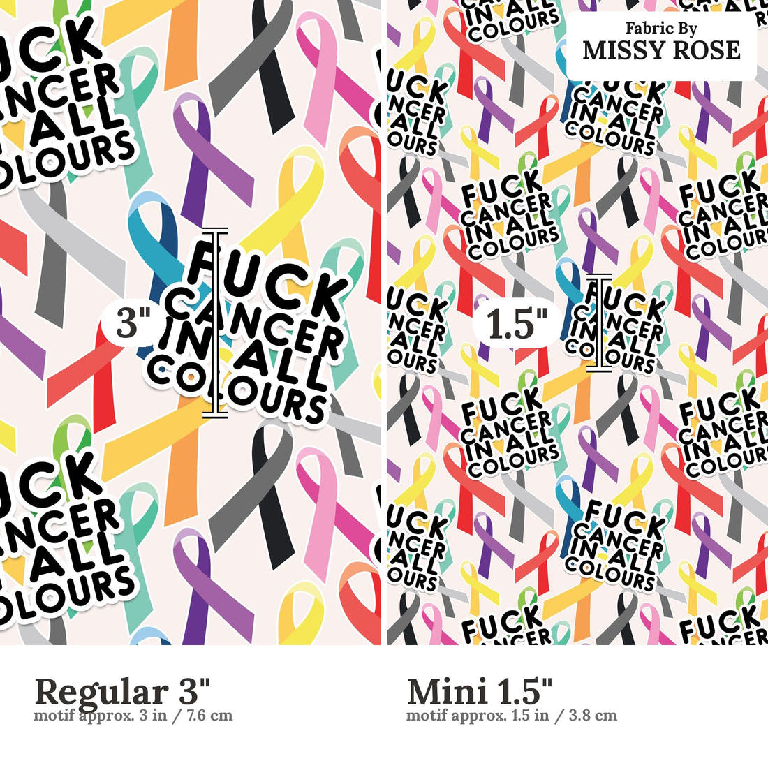 Profanity Fabric 476 Regular 3 inch vs Mini 1.5 inch print scale side by side | Fabric by Missy Rose