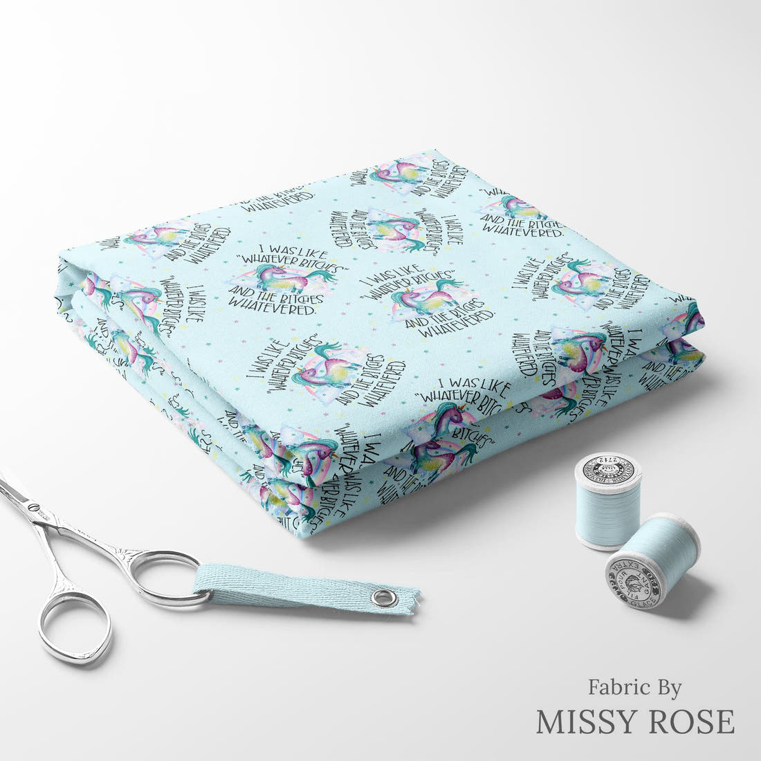 Profanity Fabric 478 folded fabric stack with matching thread - pre-order fabric Australia | Fabric by Missy Rose