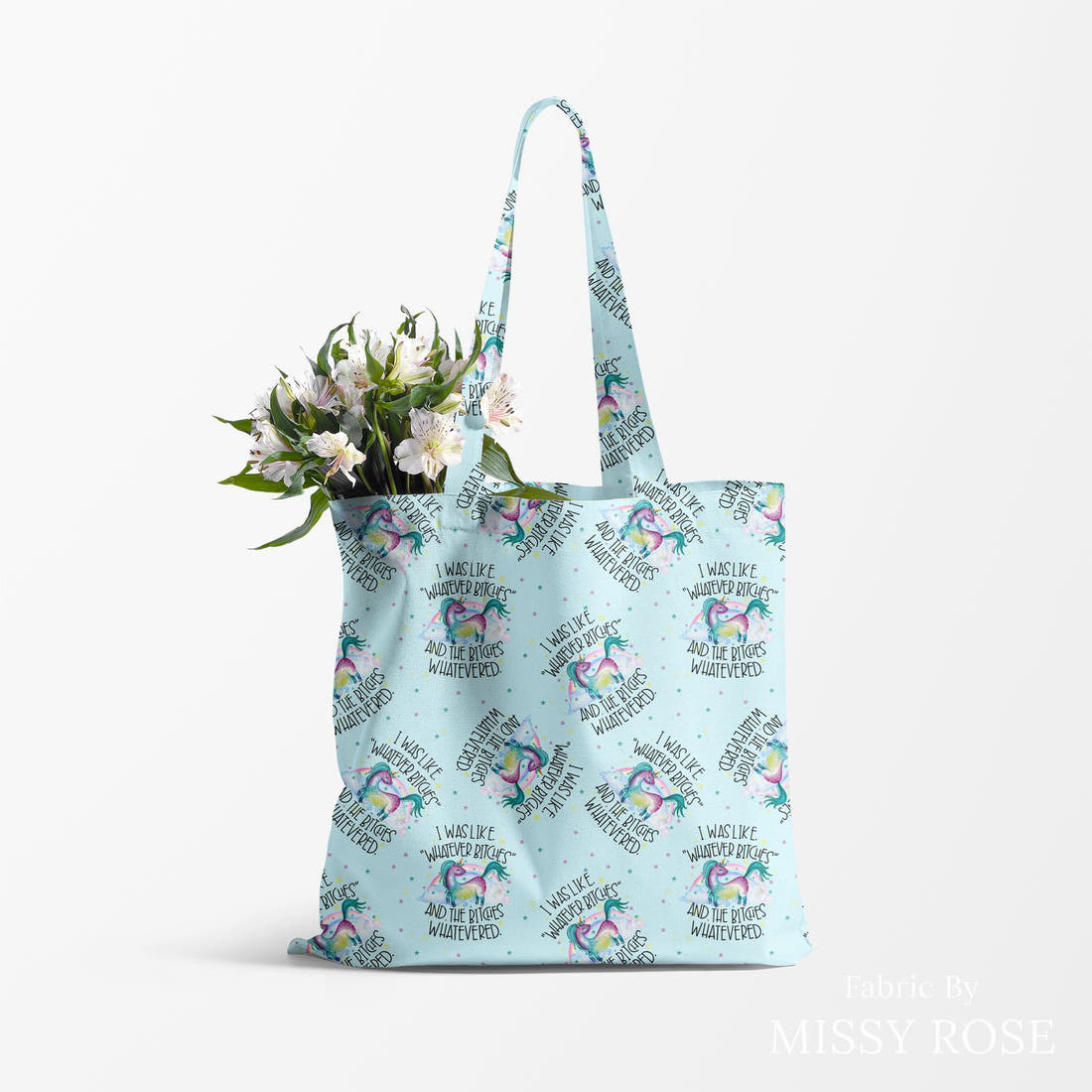 Profanity Fabric 478 made up as a tote bag - see how the print looks made up | Fabric by Missy Rose