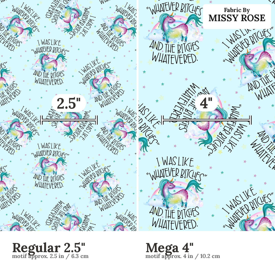 Profanity Fabric 478 Regular 2.5 inch vs Mega 4 inch print scale side by side | Fabric by Missy Rose