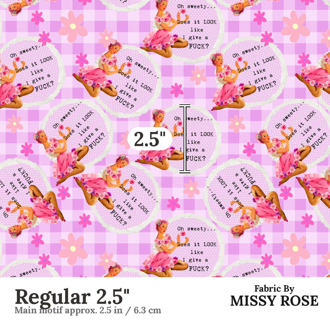 Profanity Fabric 479 Regular 2.5 inch print scale guide | Fabric by Missy Rose