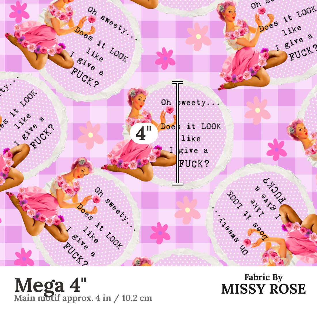 Profanity Fabric 479 Mega 4 inch print scale guide | Fabric by Missy Rose