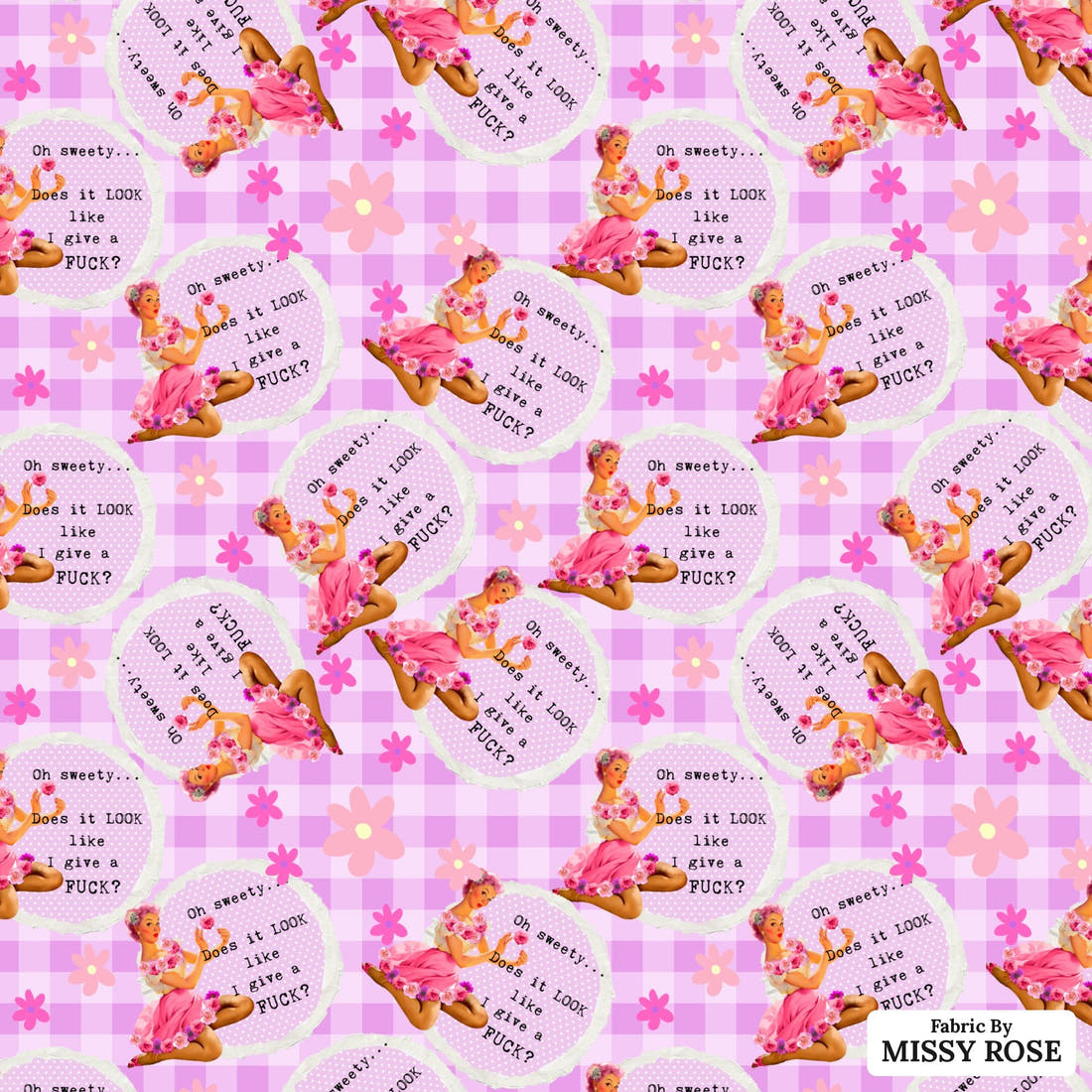 Profanity Fabric 479 - flat view of the print, zoom in for detail | Fabric by Missy Rose