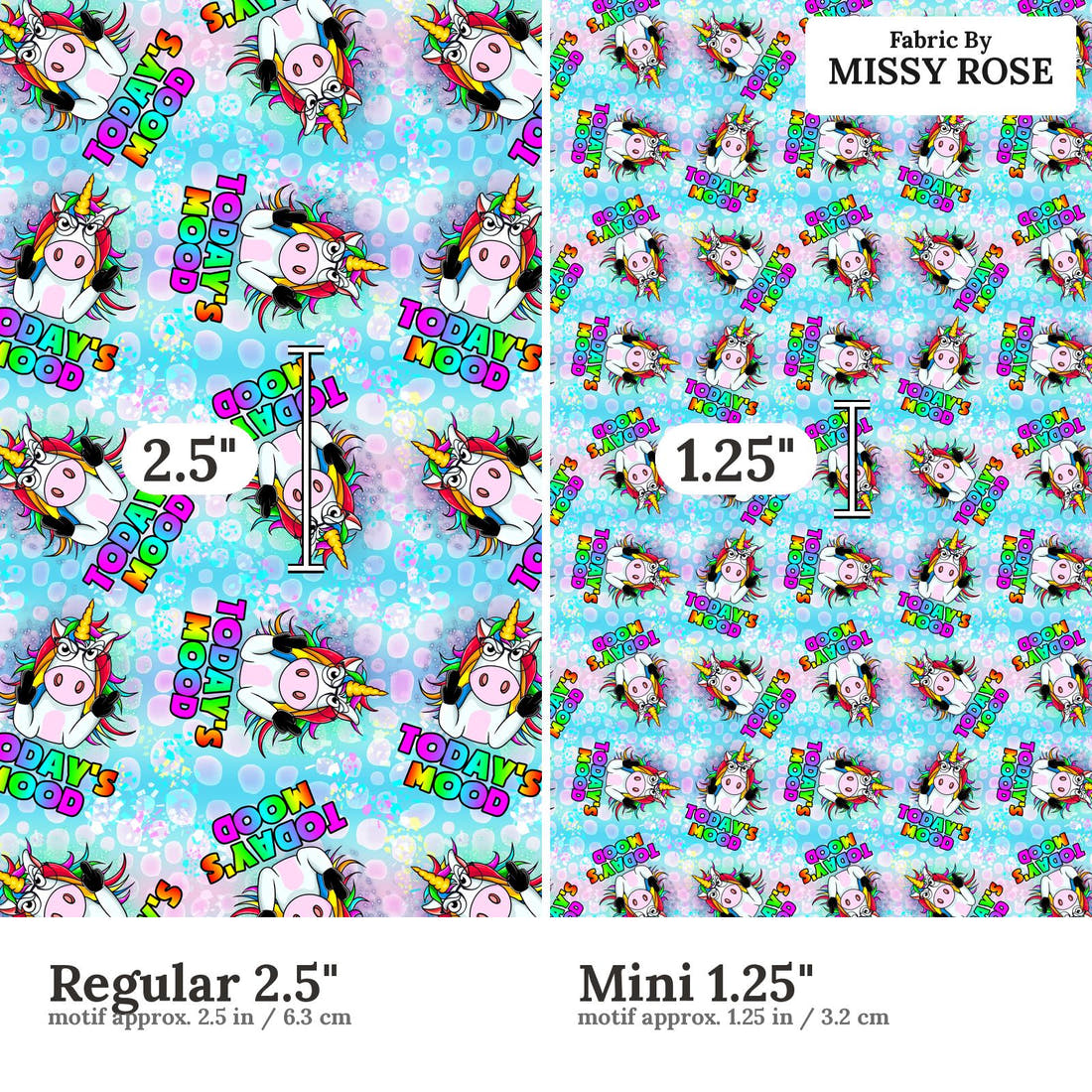 Profanity Fabric 48 Regular 2.5 inch vs Mini 1.25 inch print scale side by side | Fabric by Missy Rose